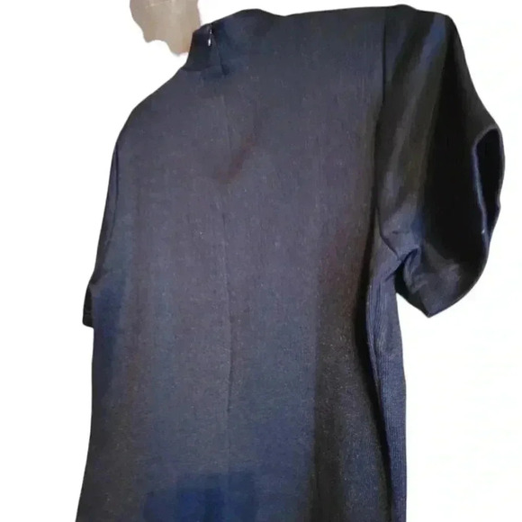 Nancy Bolen City Girl Black Top  with high neck short sleeves medium - Picture 2 of 7